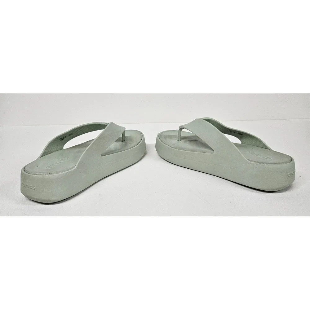 Crocs Brooklyn Flip Platform Sandals Light Green Teal Women Size 7